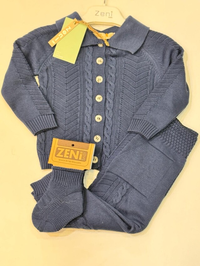 Toptan Bebek 2'li Sweatshirt ve Pantolon Takımı 0-18M Zeni 2049-3026 - 5