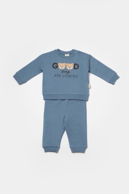 Toptan Bebek 2'li Sweatshirt ve Pantolon Takımı 3-24M %100 Organik Pamuk Baby Cosy 2022-CSY8009 - Baby Cosy