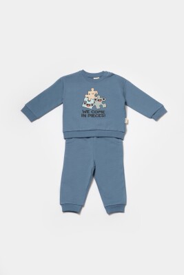 Toptan Bebek 2'li Sweatshirt ve Pantolon Takımı 3-24M %100 Organik Pamuk Baby Cosy 2022-CSY8025 - BabyCosy