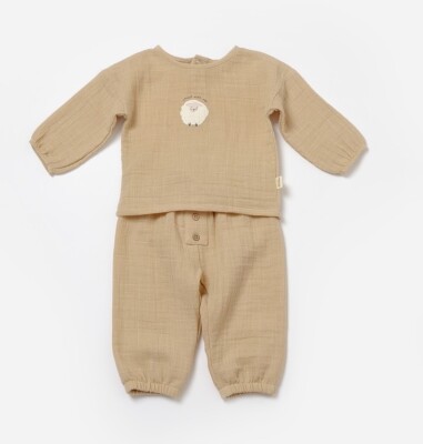Toptan Bebek 2'li Sweatshirt ve Pantolon Takımı 3-24M %100 Pamuk Organik Baby Cosy 2022-CSYM7017 - 1