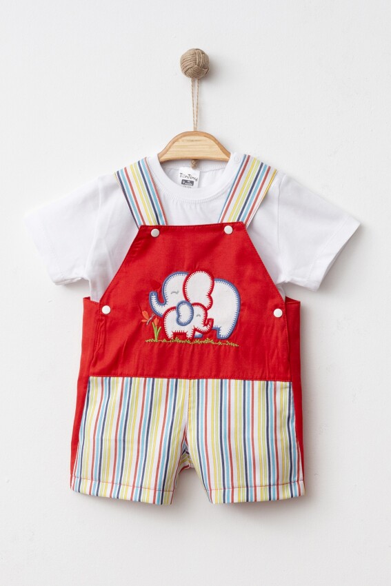 Toptan Bebek 2'li Tişört ve Salopet Takımı 9-18M Tontiny 2016-9110 - 4