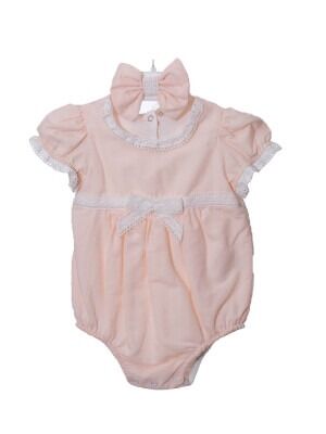 Toptan Bebek 2'li Tulum ve Saç Bantlı Takım 3-18M Serkon Baby&Kids 1084-M0436 Pudra