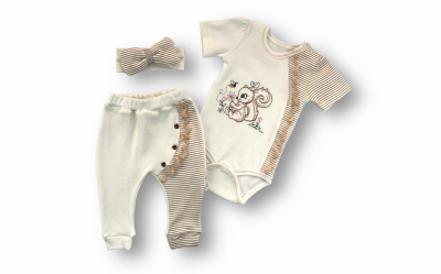 Toptan Bebek 3'lü Body Takım 3-12M Tomuycuk 1074-75388 - Tomuycuk