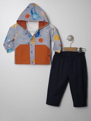 Toptan Bebek 3'lü Ceket Pantolon ve Uzun Kollu Tişört Takım 6-18M Lummy Baby 2010-9025 - Lummy Baby (1)