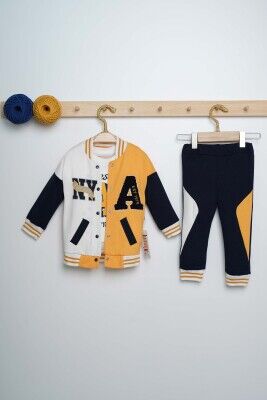 Toptan Bebek 3'lü Ceket Pantolon ve Uzun Kollu Tişört Takım 6-18M Lummy Baby 2010-9070 - 2