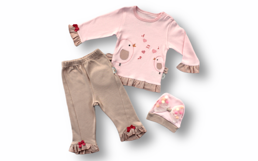 Toptan Bebek 3'lü Sweatshirt Pantalon ve Şapka Takım 6-18M Tomuycuk 1074-75436 - 1