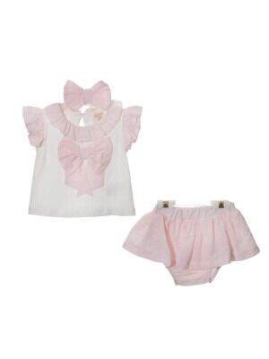 Toptan Bebek 3'lü Tişört Takım 6-36M Serkon Baby&Kids 1084-M0439 Pembe