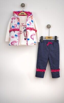 Toptan Bebek 3'lü Yelek Pantolon ve Uzun Kollu Tişört Takım 6-18M Bebek Takımı Lummy Baby 2010-9078 - Lummy Baby