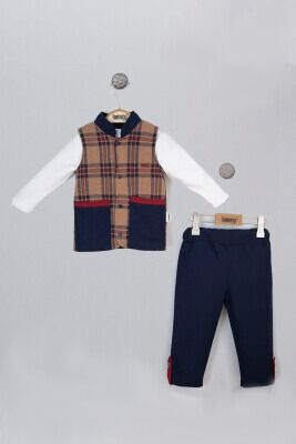 Toptan Bebek 3'lü Yelek Pantolon ve Uzun Kollu Tişört Takım 6-18M Lummy Baby 2010-9062 - 2