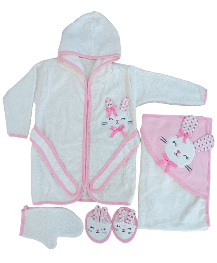 Toptan Bebek 5'li Naturel Havlu Bornoz Seti 12-24M Tomuycuk 1074-55081 - 1