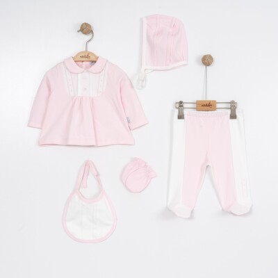 Toptan Bebek 5'li Yeni Doğan Takım 0-6M Miniborn 2019-5042 Pembe