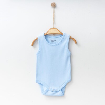 Toptan Bebek Body 0-18M Gümüş Baby 2043-0051 Mavi