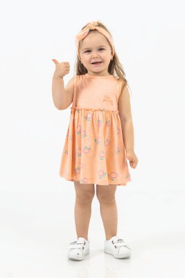 Toptan Bebek Büzgü Detaylı Saç Bantlı Elbise 6-18M Tuffy 1099-9533 - Tuffy