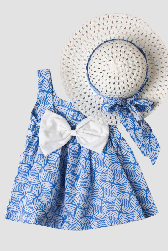 Toptan Bebek Çiçek desenli Şapkalı Elbise 6-24M Kidexs 1026-60178 - 1