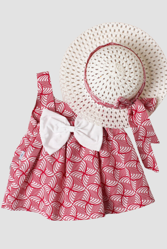 Toptan Bebek Çiçek desenli Şapkalı Elbise 6-24M Kidexs 1026-60178 - 4