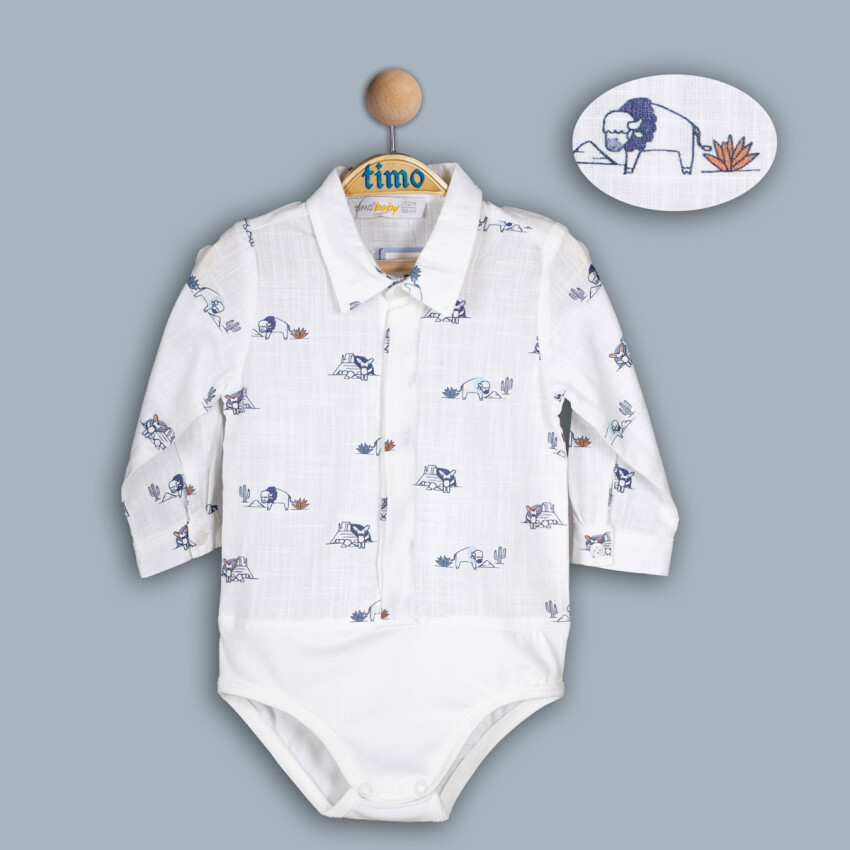 Toptan Bebek Çıtçıtlı Gömlek 6-24M Timo 1018-TE4DÜ042243141 - 1