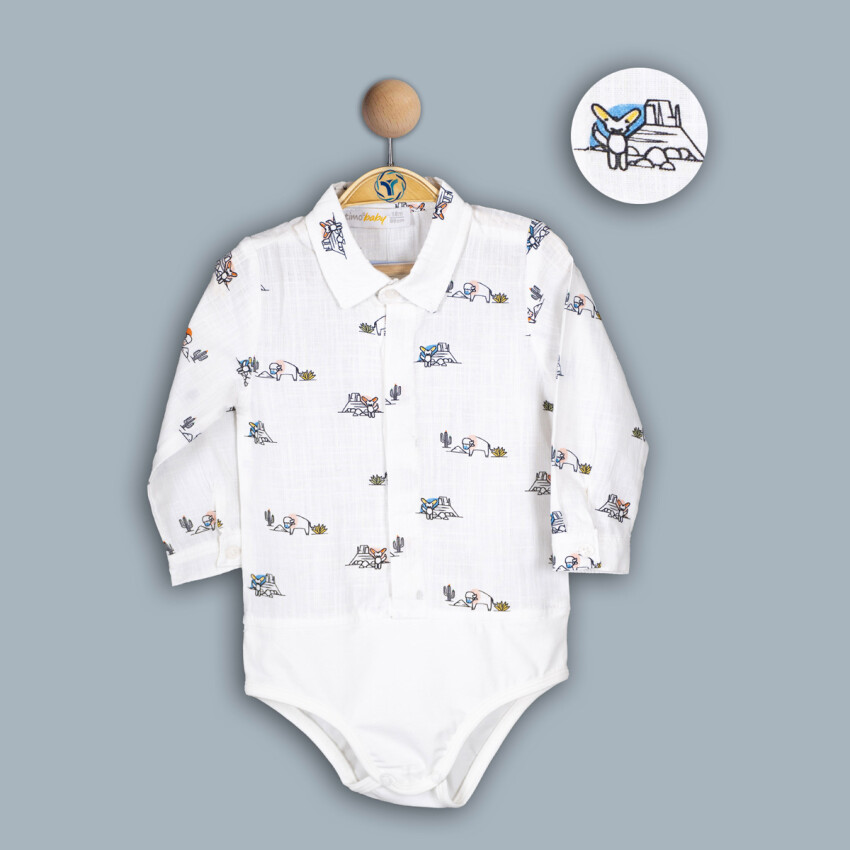 Toptan Bebek Çıtçıtlı Gömlek 6-24M Timo 1018-TE4DÜ042243141 - 3