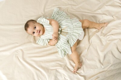 Toptan Bebek Çizgili Elbise 6-18M Wecan 1022-23147 - 2