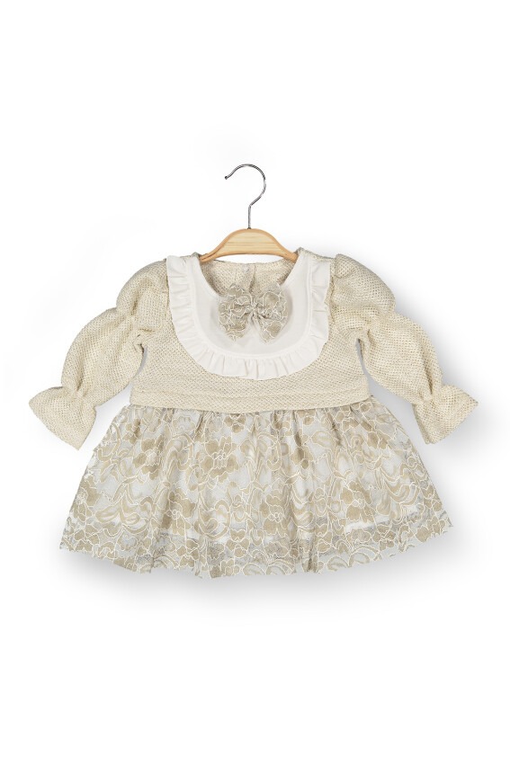 Toptan Bebek Dantelli Elbise 0-12M Boncuk Bebe 1006-6121 - 1