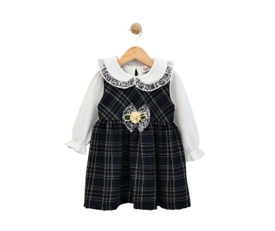 Toptan Bebek Elbise ve Penye Takım 9-24M Lilax 1049-6234 Lacivert