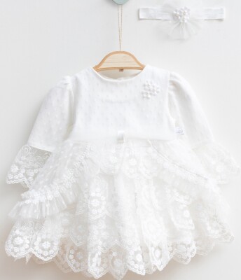Toptan Bebek Elbise ve Saç Bandanası Takım 0-12M Miniborn 2019-3030 - Miniborn (1)