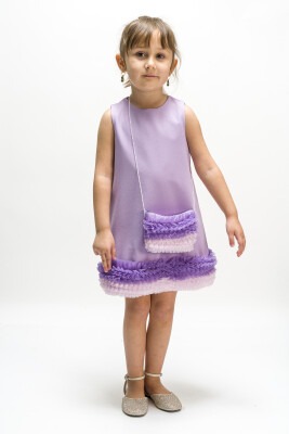 Toptan Bebek Eteği Fırfırlı Elbise 6-18M Wecan 1022-23114 Lila