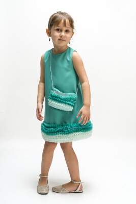 Toptan Bebek Eteği Fırfırlı Elbise 6-18M Wecan 1022-23114 Yeşil