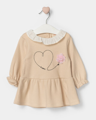 Toptan Bebek Kalp Nakışlı Çiçekli Elbise 9-24M Bupper Kids 1053-24533 - 2