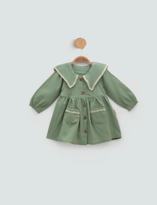 Toptan Bebek Leona Yakalı Elbise 6-18M Minicorn 2018-2355 Yeşil