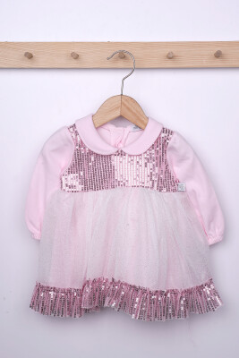 Toptan Bebek Pullu Elbise 6-24M Miniborn 2019-3148 Pembe