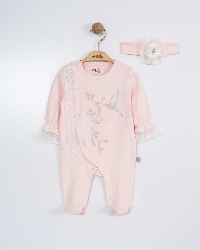 Toptan Bebek Tulum ve Saç Bandanası Takım 0-6M Miniborn 2019-6169 - 4