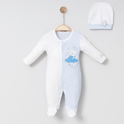 Toptan Bebek Tulum ve Şapka Takım 0-6M Miniborn 2019-6050 - Miniborn