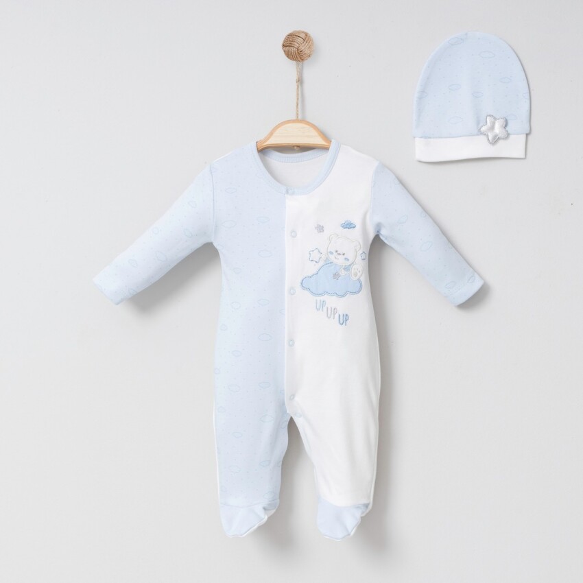 Toptan Bebek Tulum ve Şapka Takım 0-6M Miniborn 2019-6050 - 2