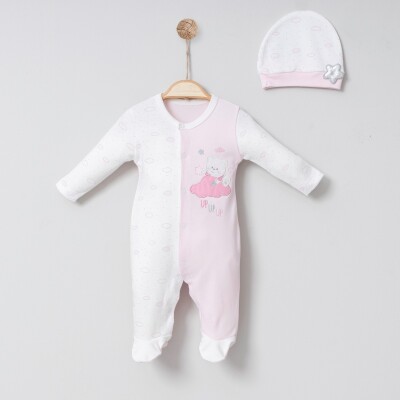 Toptan Bebek Tulum ve Şapka Takım 0-6M Miniborn 2019-6051 - Miniborn