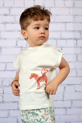 Toptan Bebek Zebra Desenli T-shirt 6-24M Zeyland 1070-231M1ZNG52 - 1