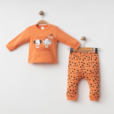 Toptan Erkek Bebek 2'li Badi ve Pantolon Takımı 3-12M Gümüş Baby 2043-2100 Gümüş Baby 2043-002100 Gü Turuncu