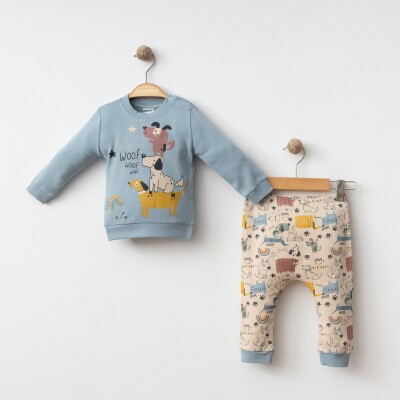 Toptan Erkek Bebek 2'li Badi ve Pantolon Takımı 6-18M Gümüş Baby 2043-002090 Gümüş Baby 2043-002090 - Gümüş Baby