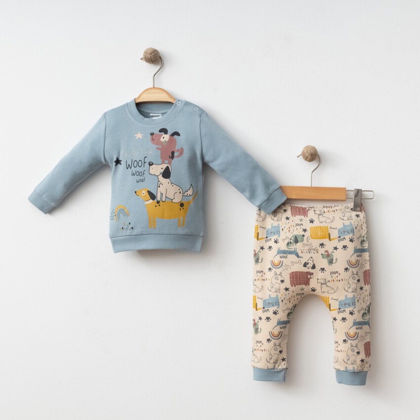 Toptan Erkek Bebek 2'li Badi ve Pantolon Takımı 6-18M Gümüş Baby 2043-002090 Gümüş Baby 2043-002090 - 1