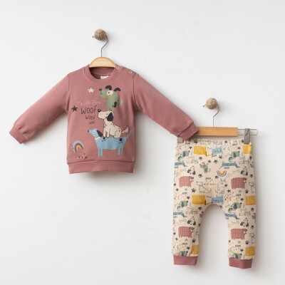 Toptan Erkek Bebek 2'li Badi ve Pantolon Takımı 6-18M Gümüş Baby 2043-002090 Gümüş Baby 2043-002090 Bordo