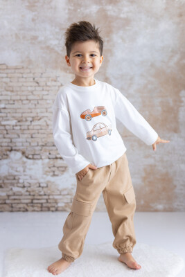 Toptan Erkek Bebek 2'li Baskılı T-shirt ve Pantolon Takım 9-48M Mininio 2062-252M1ARB73 - 1