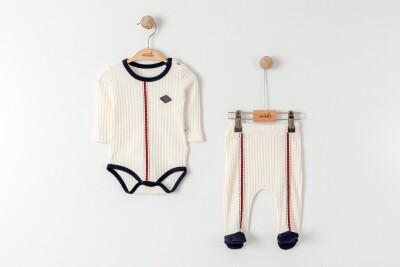 Toptan Erkek Bebek 2'li Body ve Pantolon Takımı 0-6M Miniborn 2019-9074 - Miniborn