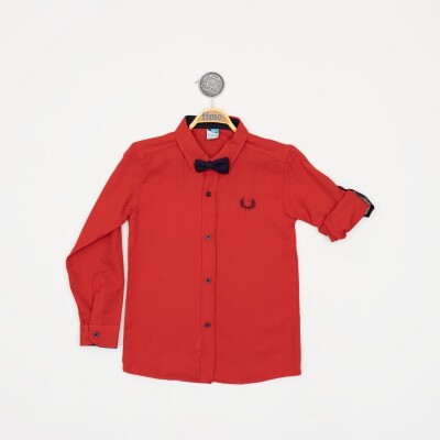 Toptan Erkek Bebek 2'li Papyonlu Gömlek 6-24M Timo 1018-101000011 Kırmızı