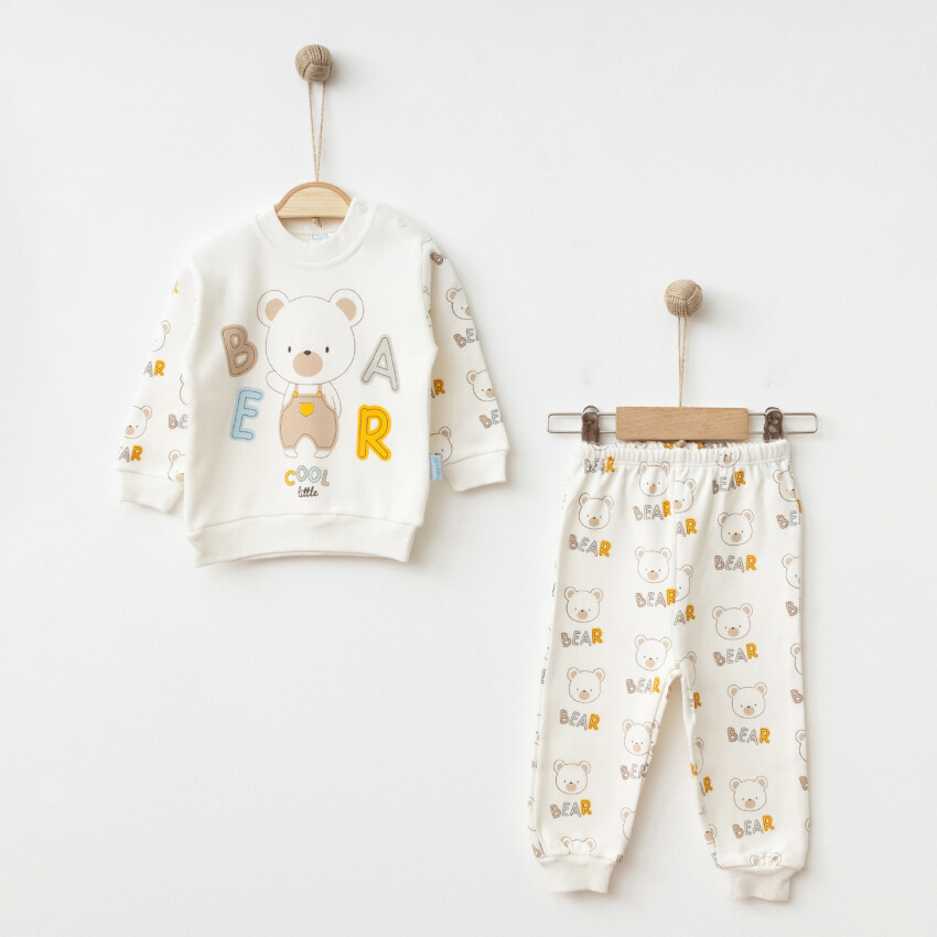 Toptan Erkek Bebek 2'li Pijama Takımı 6-12M Hoppidik 2017-2374 - 3