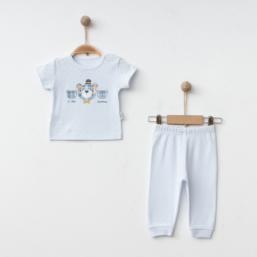 Toptan Erkek Bebek 2'li Pijama Takımı 6-18M Gümüş Baby 2043-002080 - 1