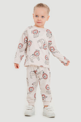 Toptan Erkek Bebek 2'li Pijama Takımı 6-18M Tuffy 1099-1006 Bej