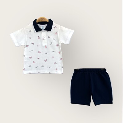 Toptan Erkek Bebek 2'li Polo Yaka T-Shirt ve Şort Takım 6-18M Algiy Mini 2047-3550TK - Algiy Mini (1)
