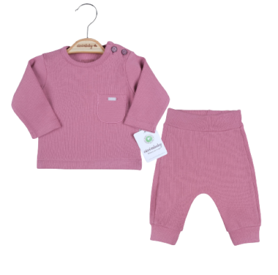 Toptan Erkek Bebek 2'li Sweat ve Pantolon Takım 0-9M Ciccimbaby 1043-4778 Gül Kurusu