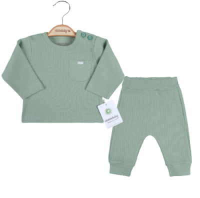 Toptan Erkek Bebek 2'li Sweat ve Pantolon Takım 0-9M Ciccimbaby 1043-4778 Yeşil