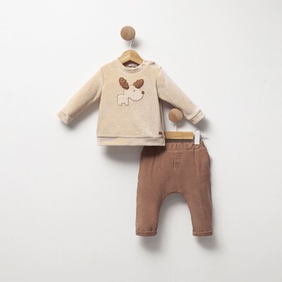 Toptan Erkek Bebek 2'li Sweat ve Pantolon Takım 6-12M Cassiope 2061-473786 - Cassiope