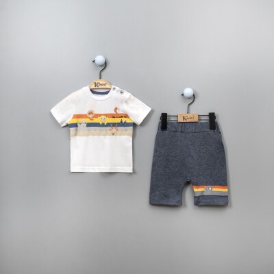 Toptan Erkek Bebek 2'li T-shirt ve Şort Takım 6-18M Kumru Bebe 1075-3839 - 2